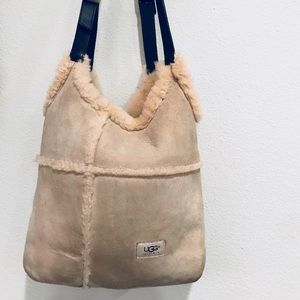 Ugg tote/ bucket bag/ suede and shearling purse
